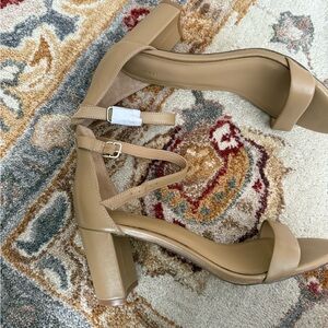 Quince Tan Block Heel Sandals